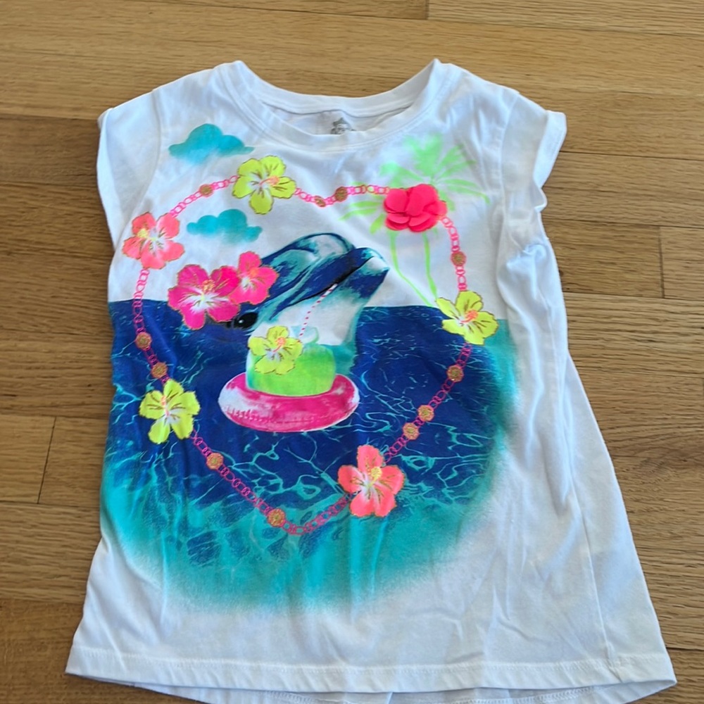 Dolphins neon color white T-shirt 365 kids size 7
